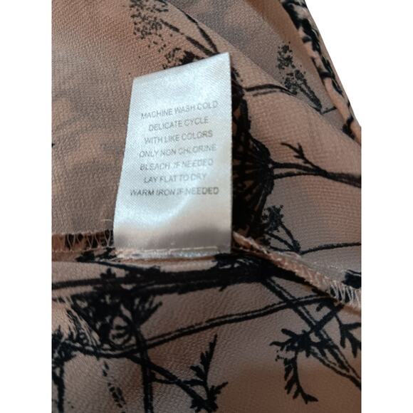 Artsy Boho Semi Sheer Tunic Top Blouse Loose SM Floral Cottagecore Beige Pink - Picture 11 of 13